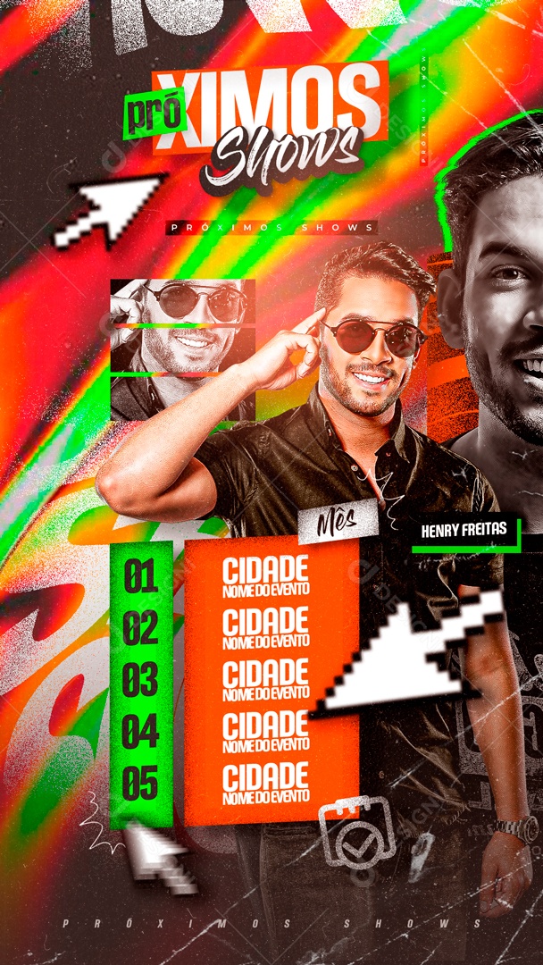 Flyer Story Próximo Shows Henry Freitas Social Media PSD Editável