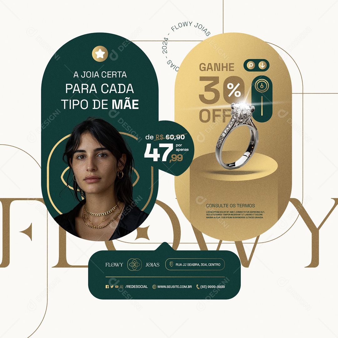 Joalheria Anel a Joia Certa para Cada Tipo de Mãe Social Media PSD Editável