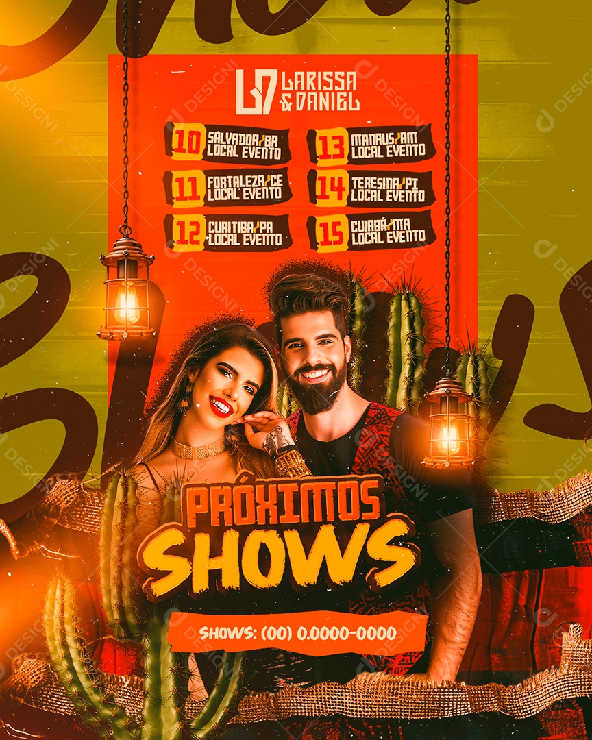 Flyer Larissa e Daniel Próximos Shows Social Media PSD Editável