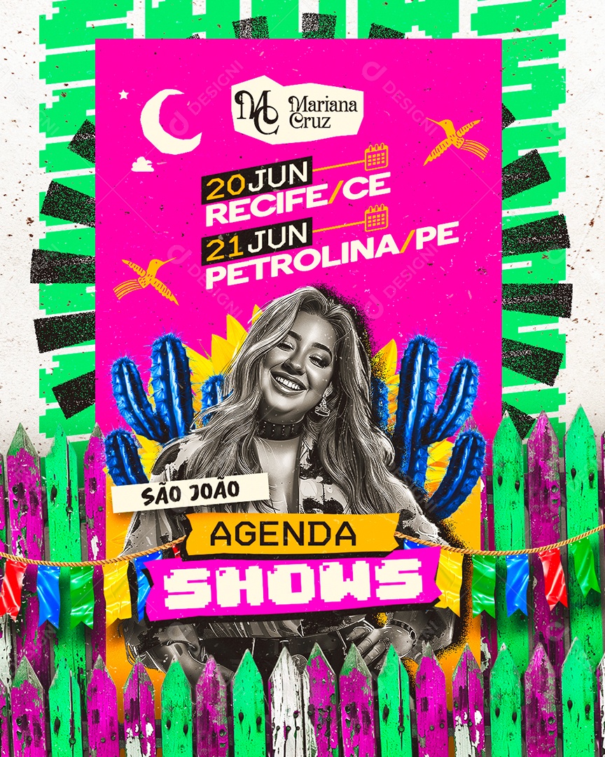 Flyer Mariana Cruz São João Agenda Shows Social Media PSD Editável
