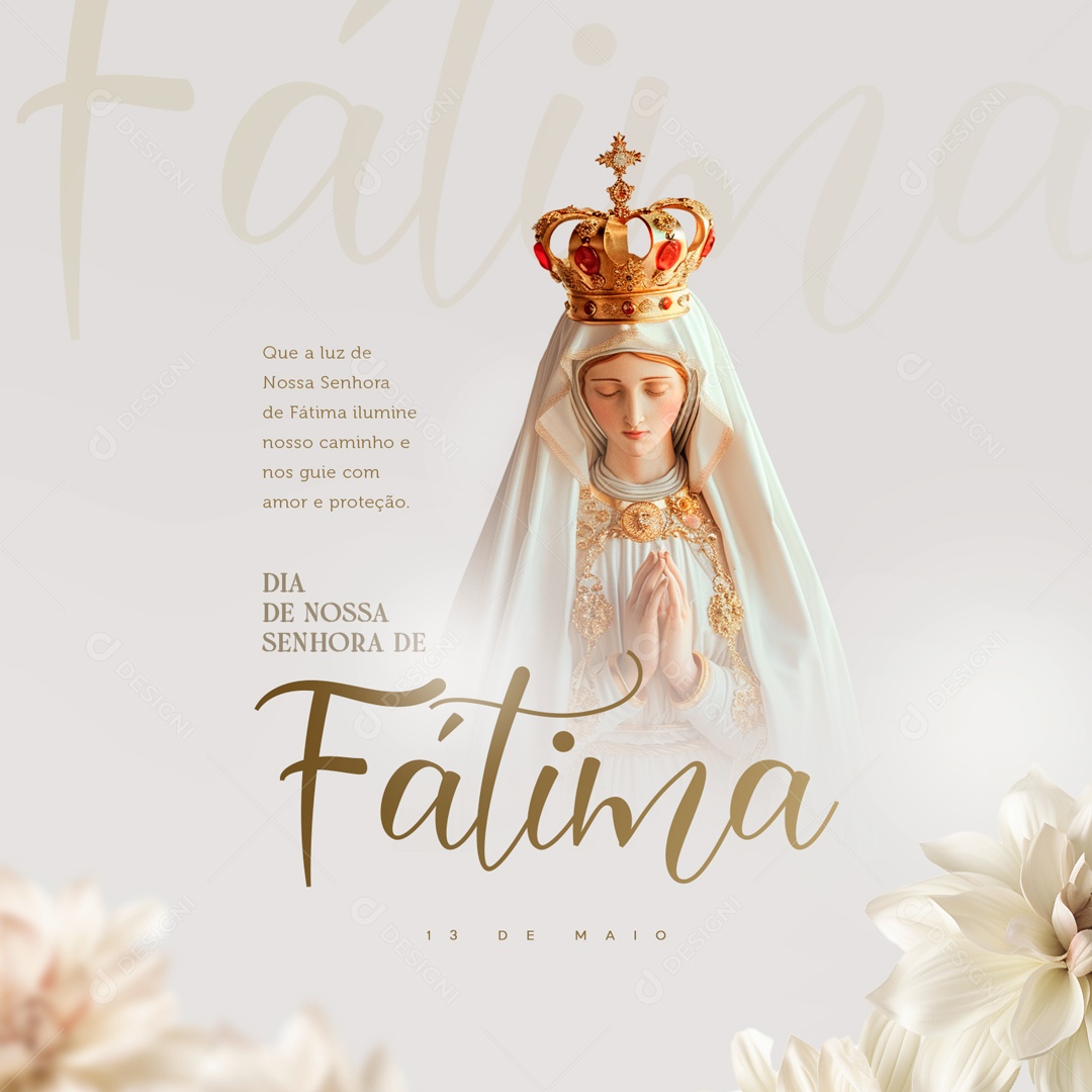 Dia de Nossa Senhora de Fátima 13 de Maio Ilumine nosso Caminho Social Media PSD Editável