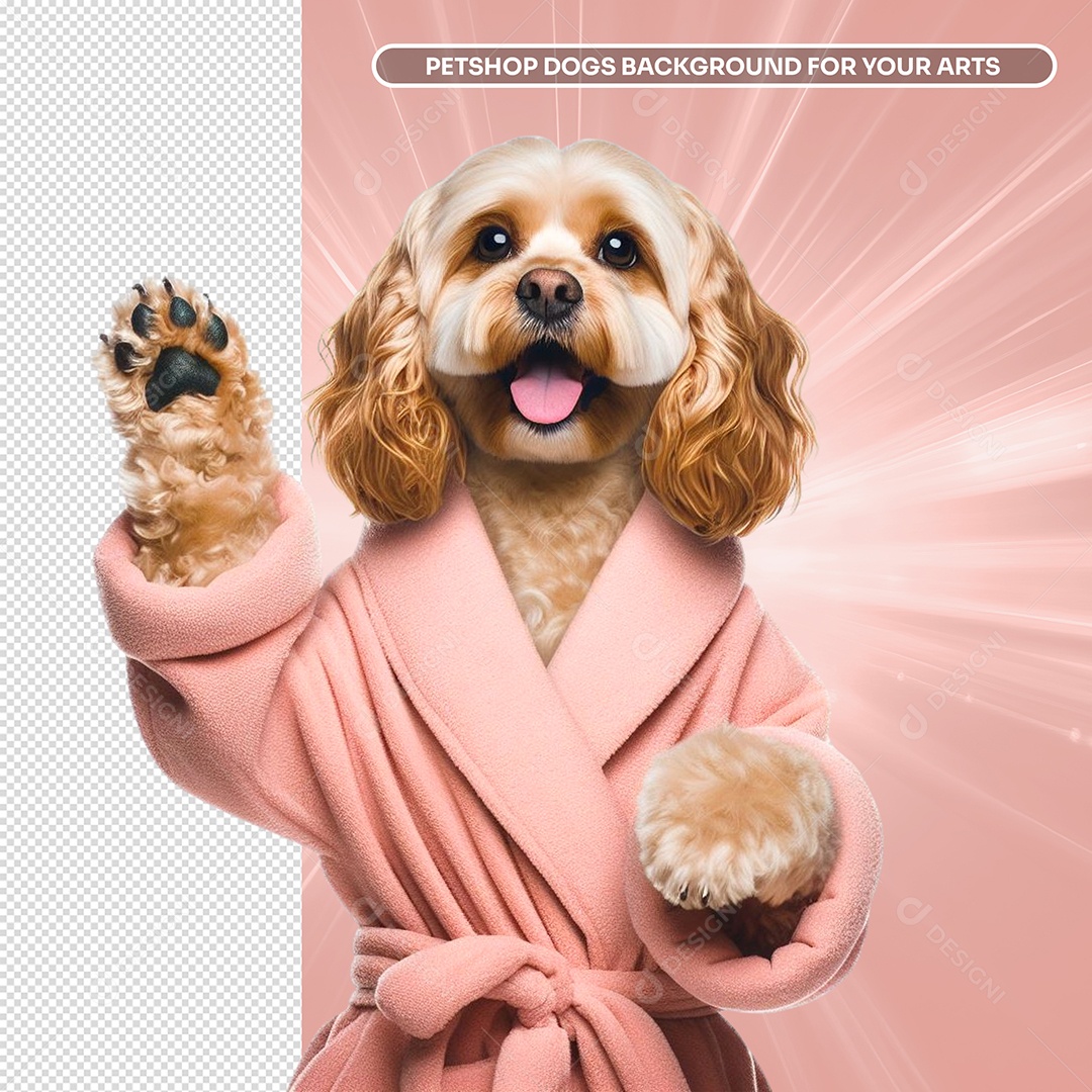 Elemento 3D Cachorro Fêmea com Roupa de Banho Tosas Banhos para Composição PSD