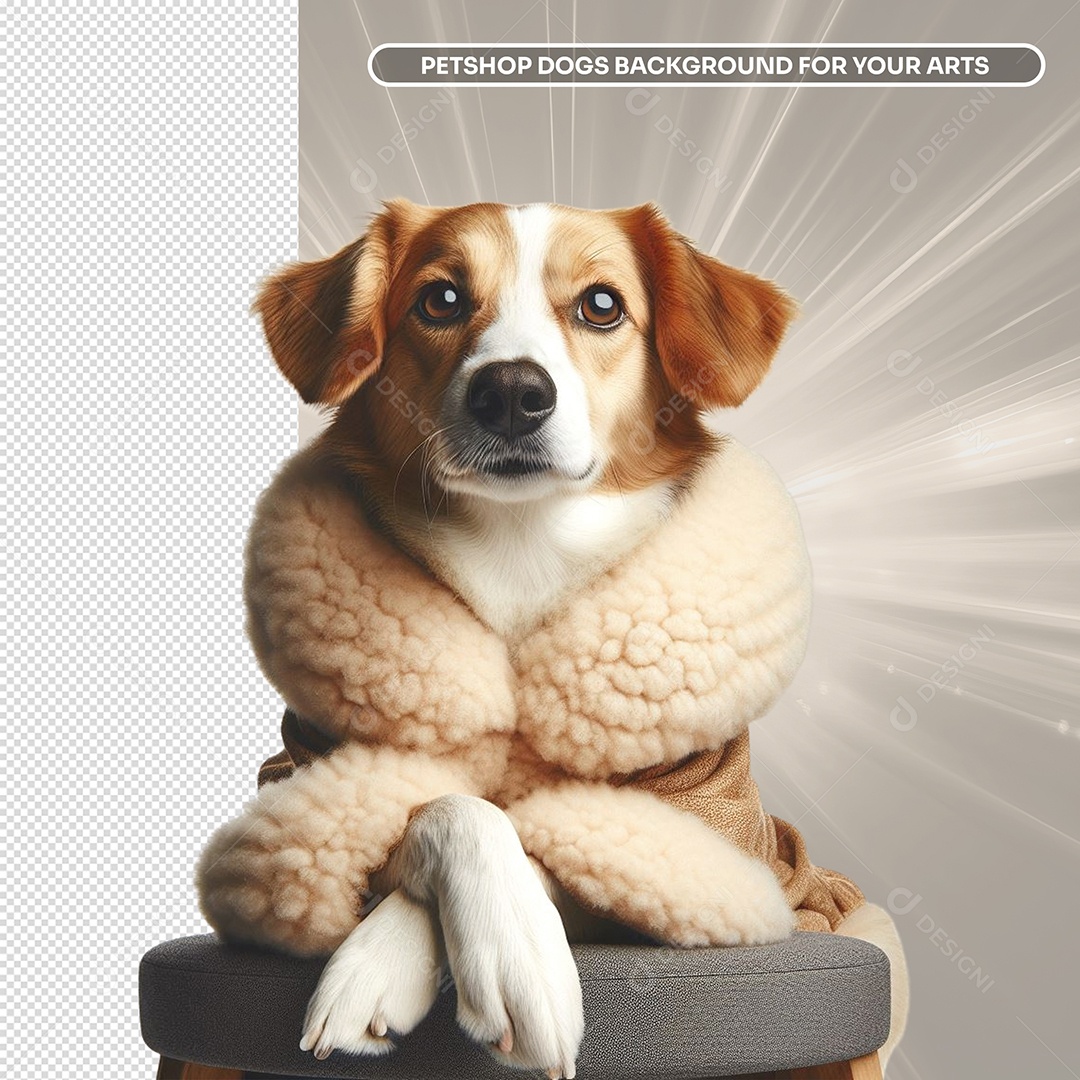 Cachorro com Roupa de Banho Tosa Elemento 3D para Composição PSD