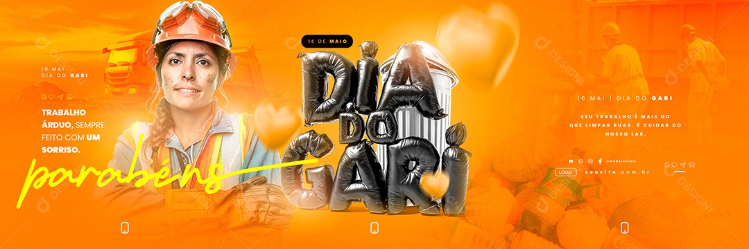 Carrossel Dia Do Gari 16 de Maio Trabalho Árduo Social Media PSD Editável