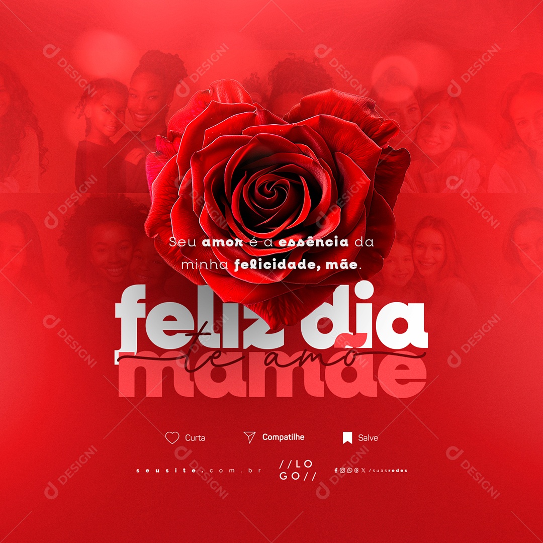 Feliz Dia Das Mães 12 de Maio Te Amo Mamãe Social Media PSD Editável