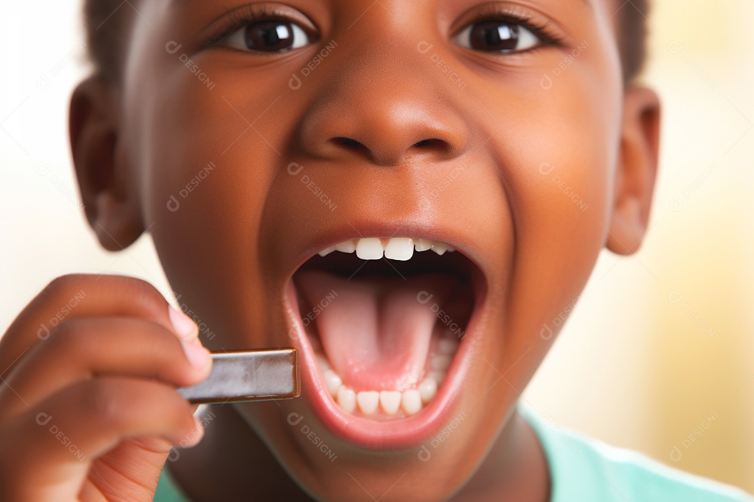 Garoto com boca aberta mostrando seus dentes limpo após ir ao dentista