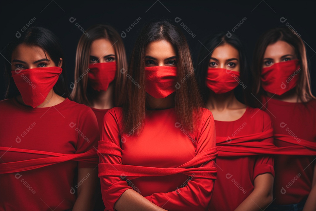 Mulheres de vermelho simbolizando dia mundial do HIV
