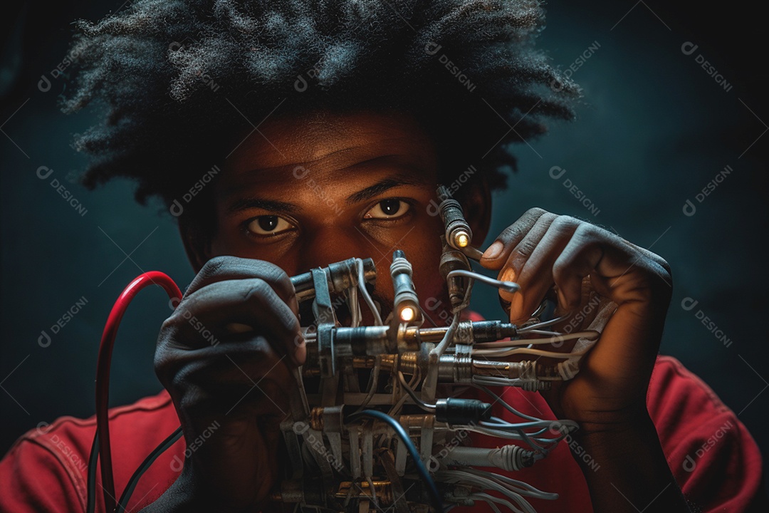 Ciência profissional e técnico em protótipo de empresa de testes eletrônicos