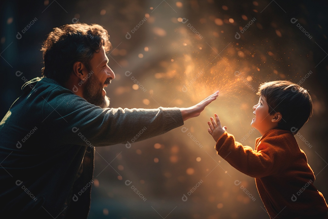 Pai brincando com filho em momento paterno de pura alegria