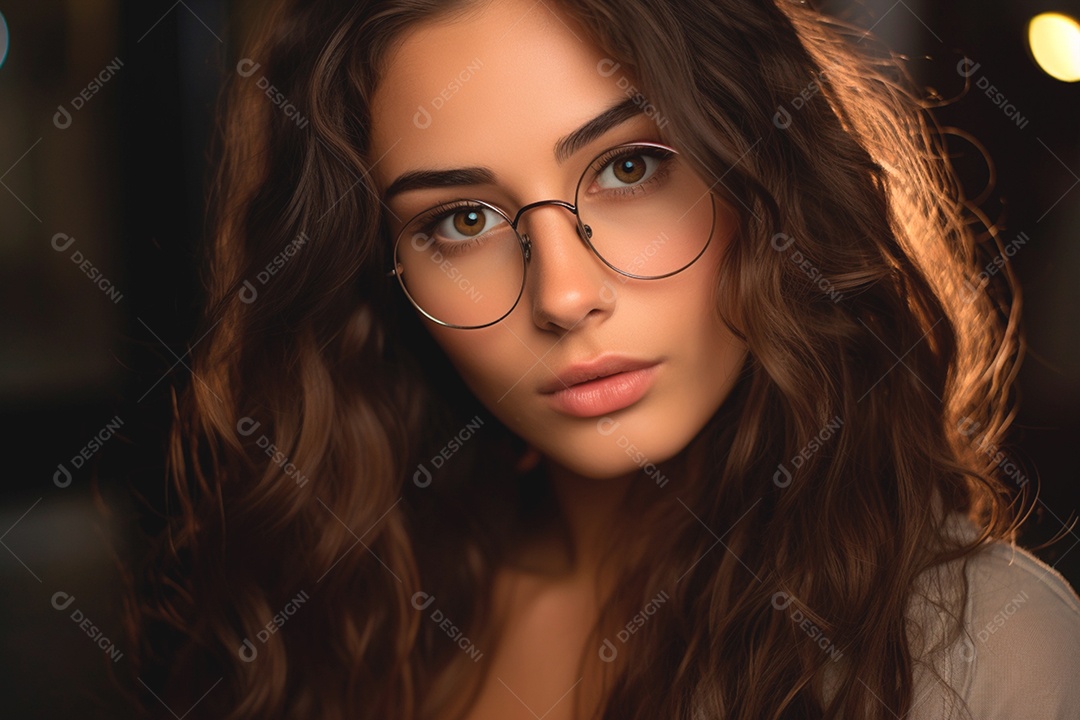 Linda mulher usando óculos