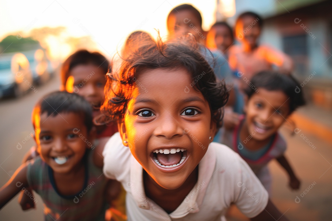 Crianças se divertindo e comemorando