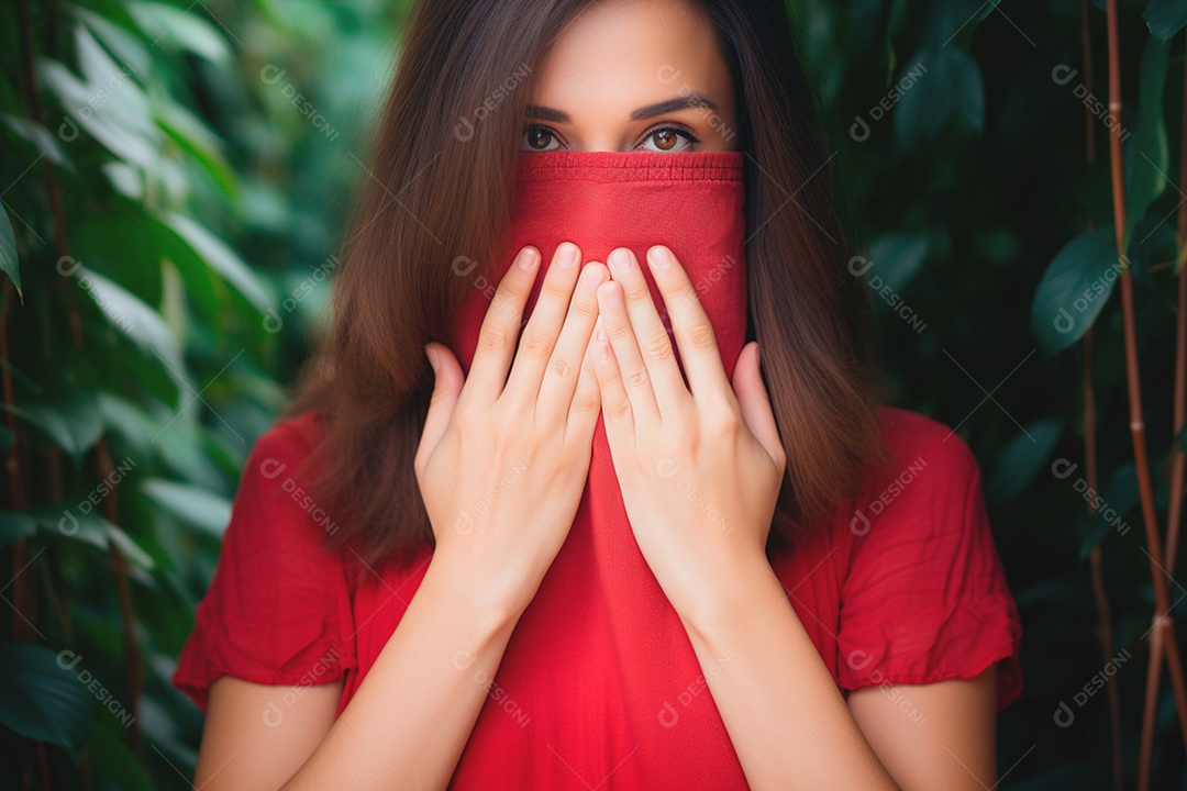 Mulher veste tons de vermelho defendendo a AIDS