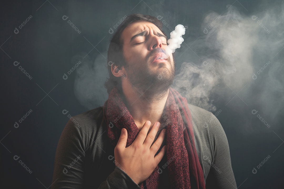 Um homem fumando luta contra o tabagismo