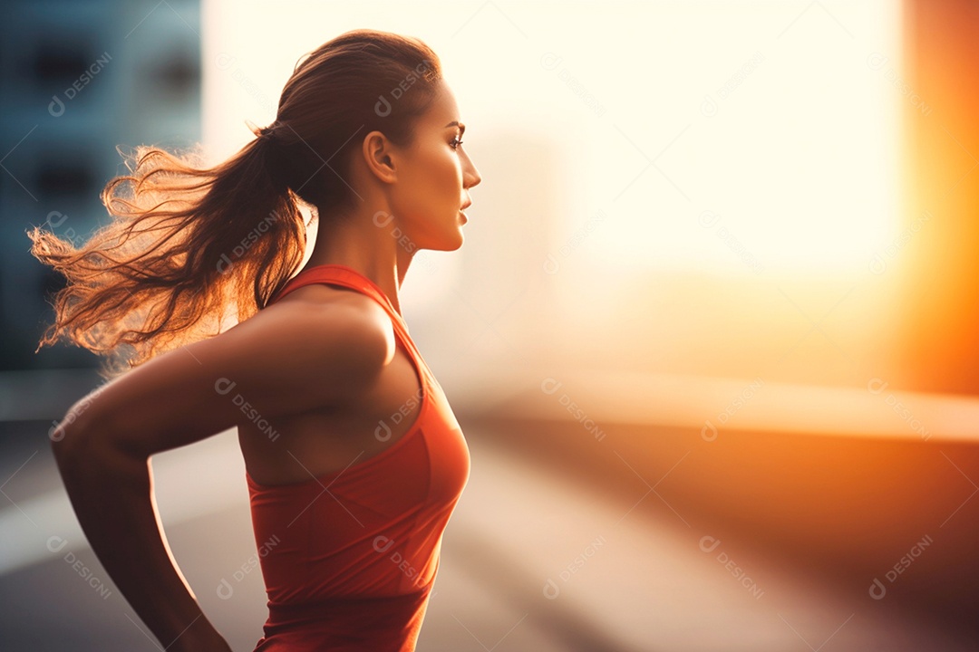 Uma jovem atleta focada cuja determinação transparece