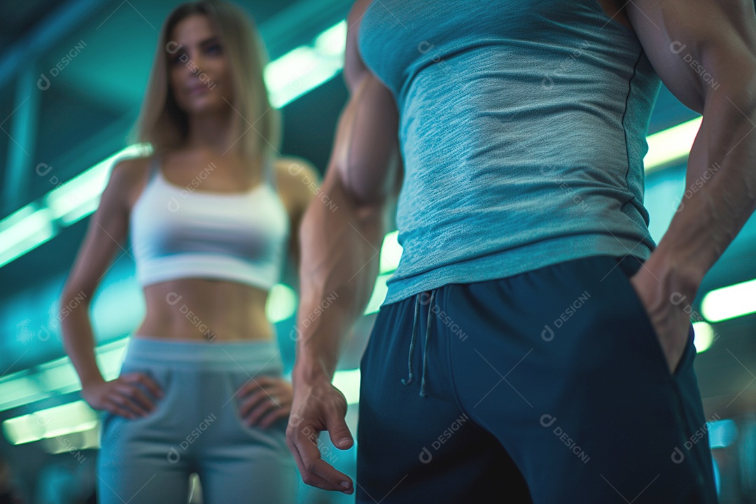 Uma dupla na academia com roupas adequadas para uma rotina de exercícios confortável