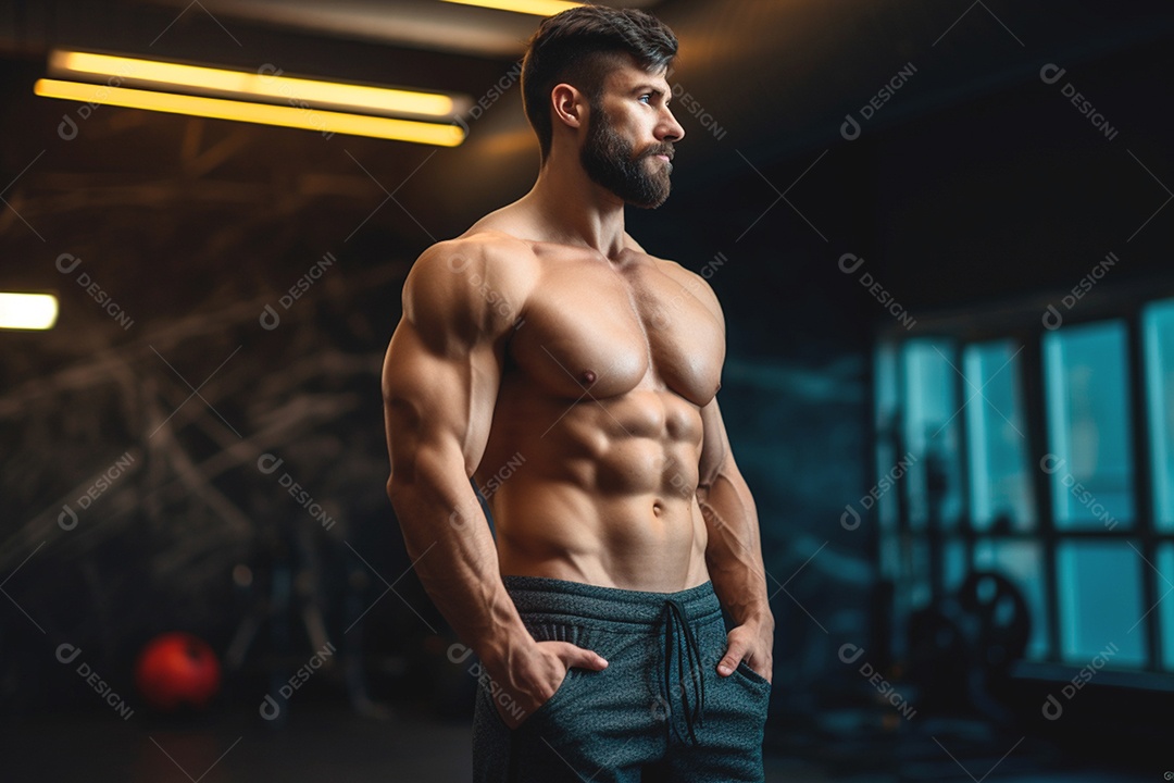 Um homem musculoso na academia