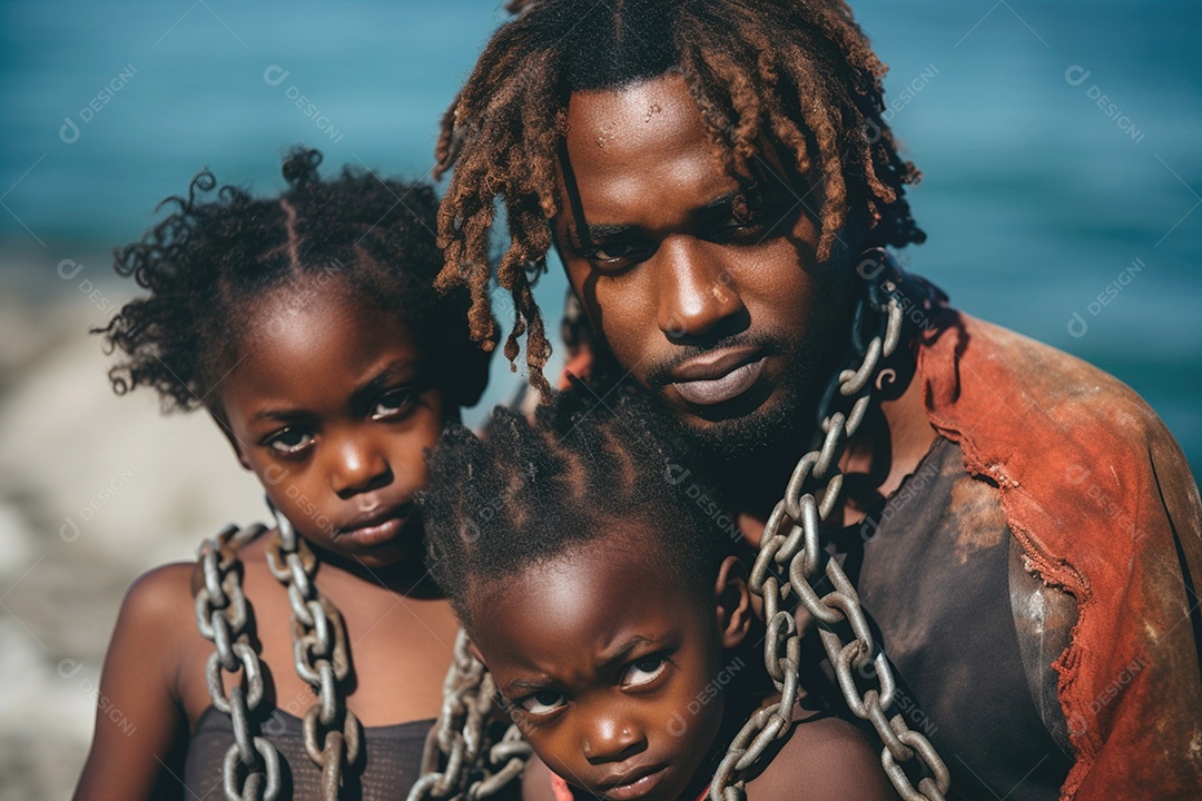 Pessoas de ascendência africana usam correntes como símbolo contra a opressão