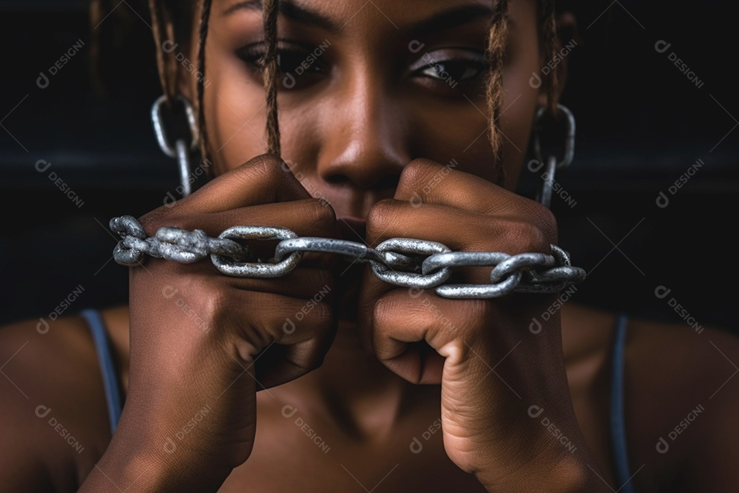 Afrodescendente mulher acorrentadas