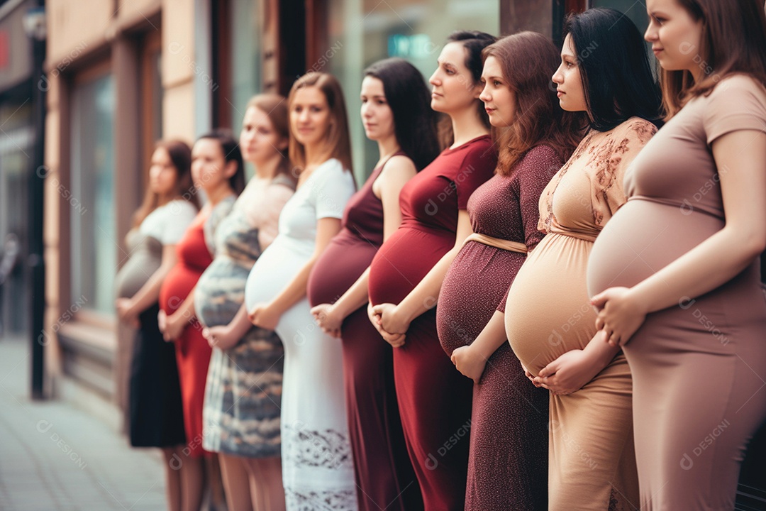 Fila de gestante para ensaio fotográfico