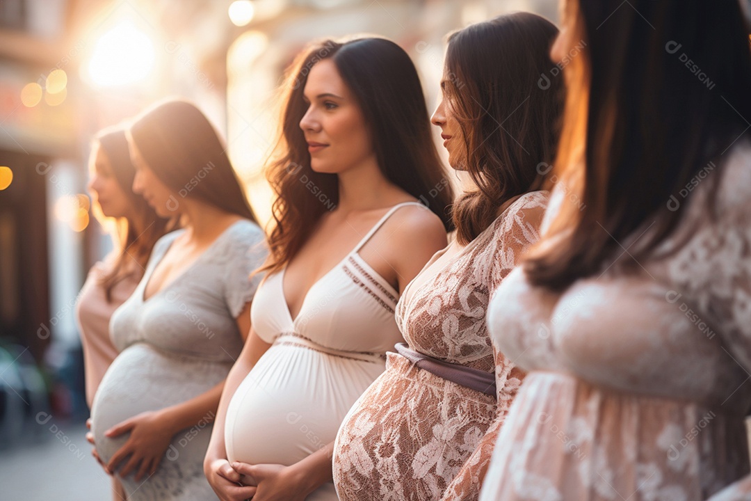 Mulheres em ensaio fotográfico para gestante