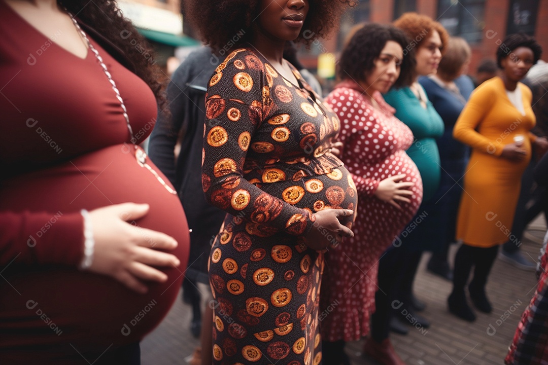 Grávidas lado a lado ao ar livreenfatizando a força durante a gravidez