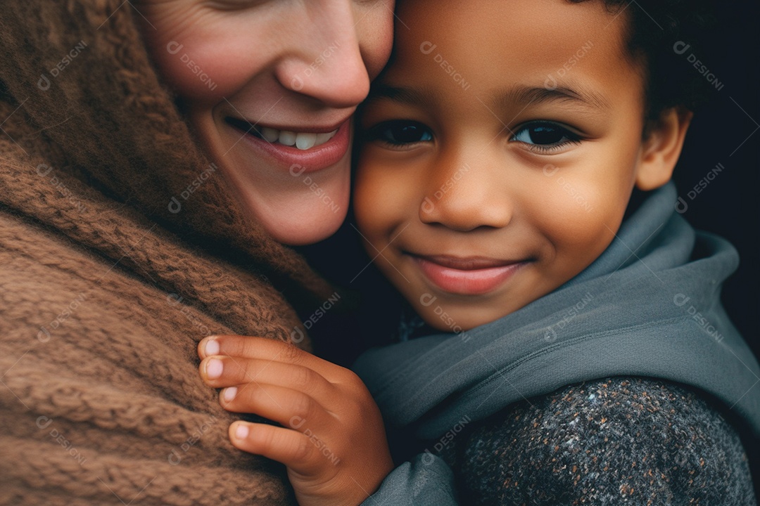 Mãe segurando o filho com firmeza e carinho