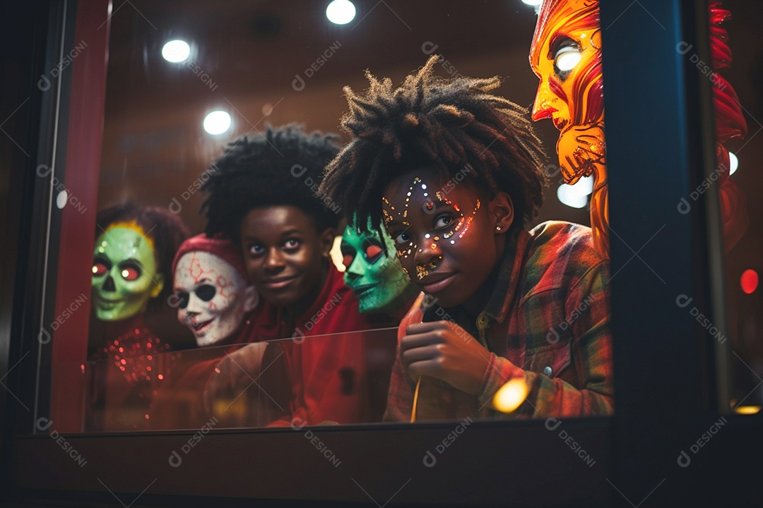 Jovens fantasiados para halloween