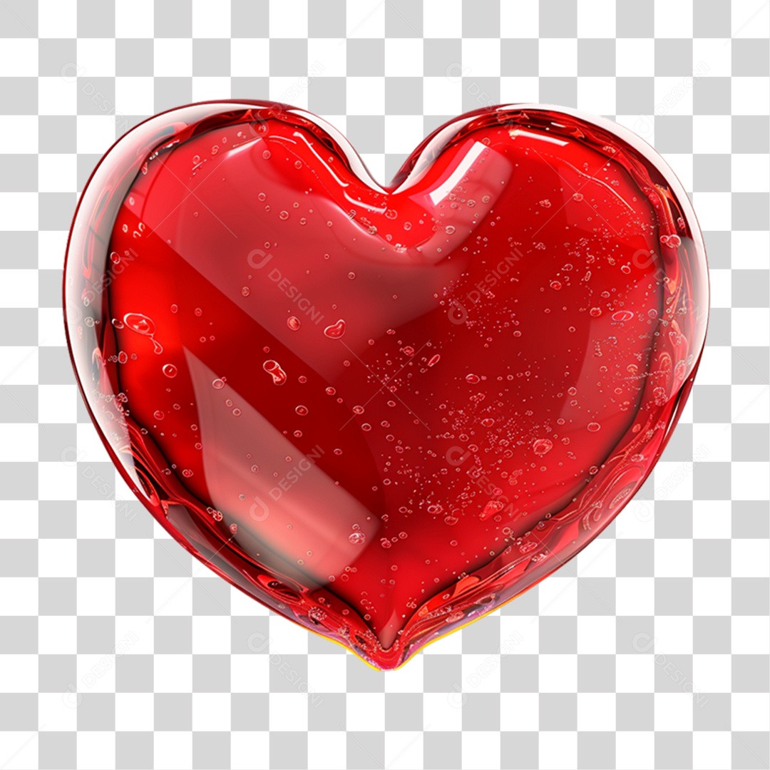 Elemento 3D Coração PNG Transparente