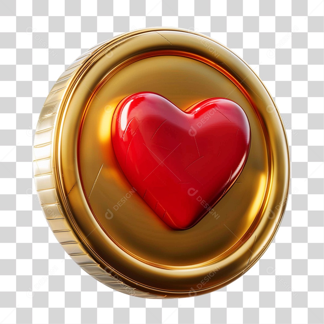 Elemento 3D Coração PNG Transparente