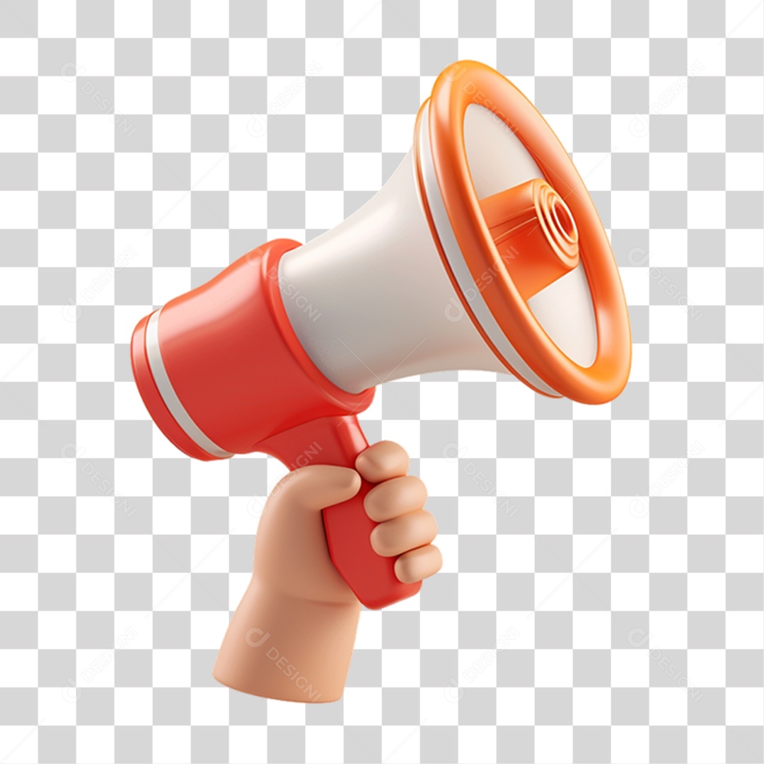 Elemento 3D Megafone PNG Transparente