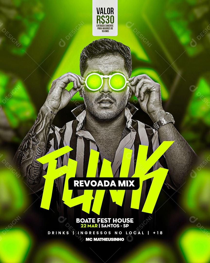 Flyer para Agenda e Divulgação de Eventos Funk e Mcs