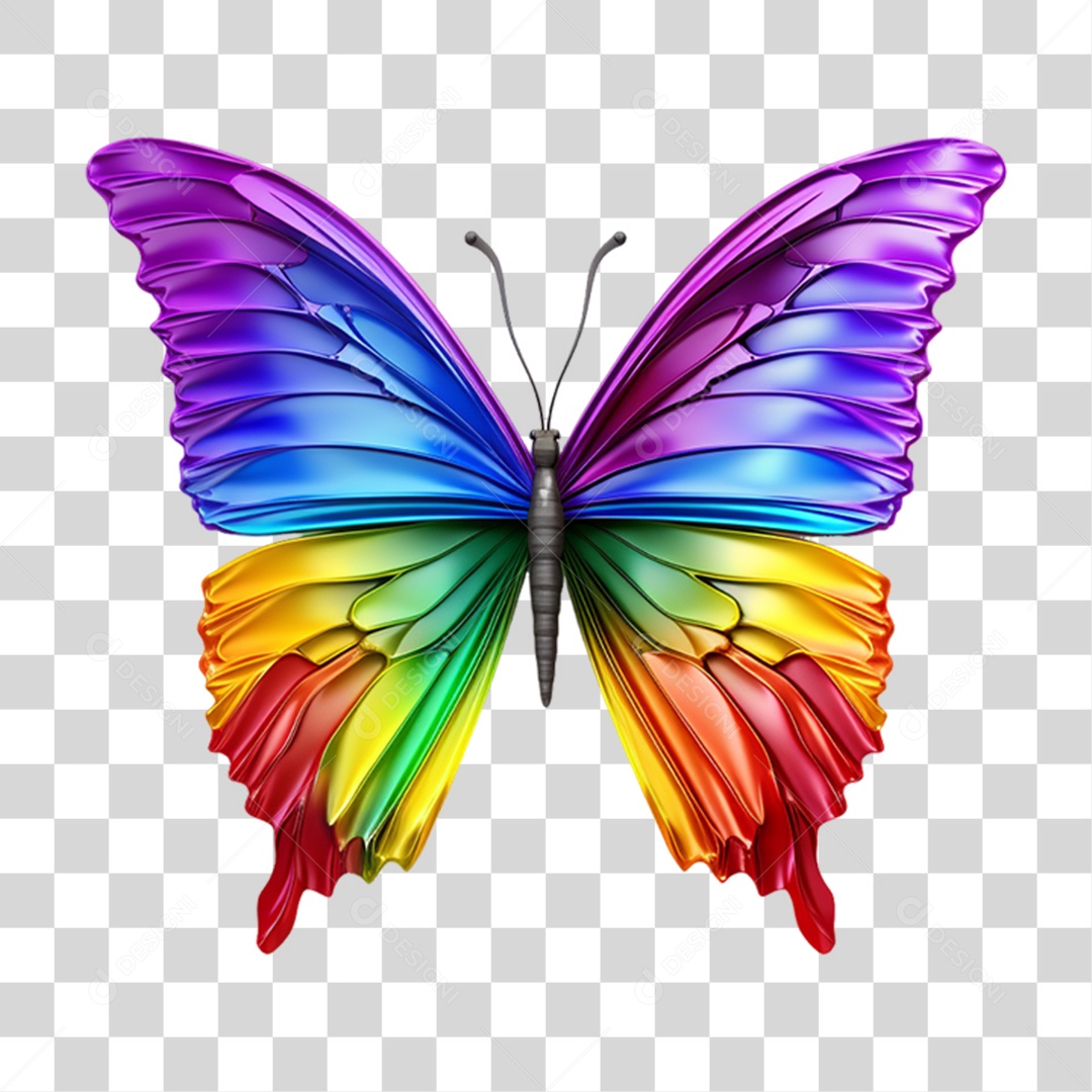 Borboleta com Cores LGBT PNG Transparente