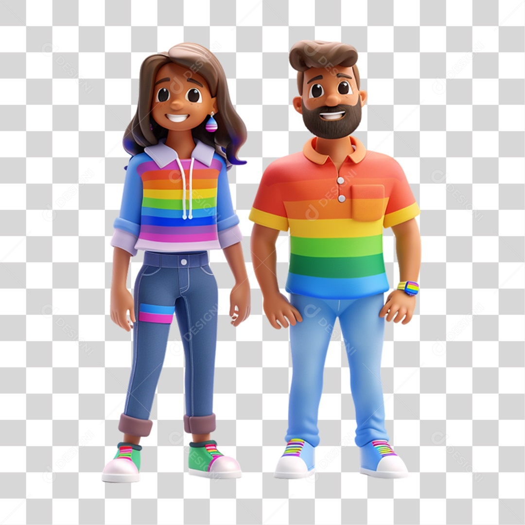Casal com Cores LGBT PNG Transparente