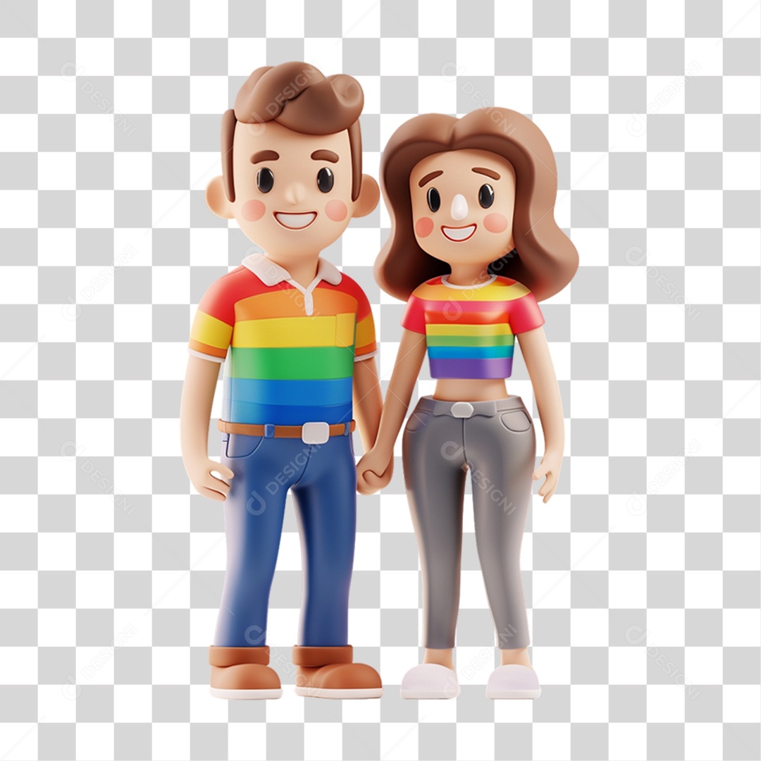 Casal com Cores LGBT PNG Transparente