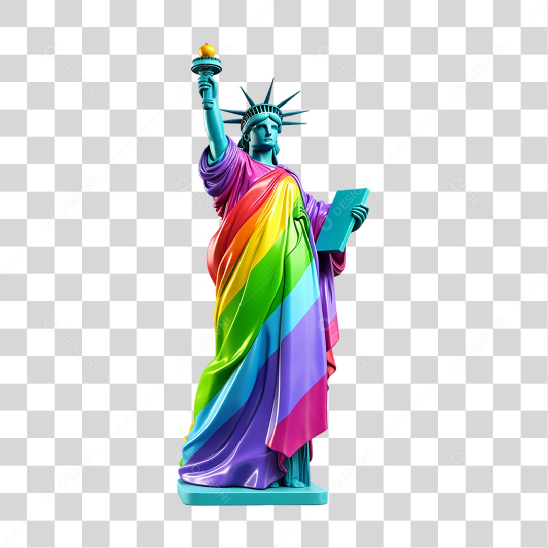 Estátua da Liberdade Cores LGBT PNG Transparente