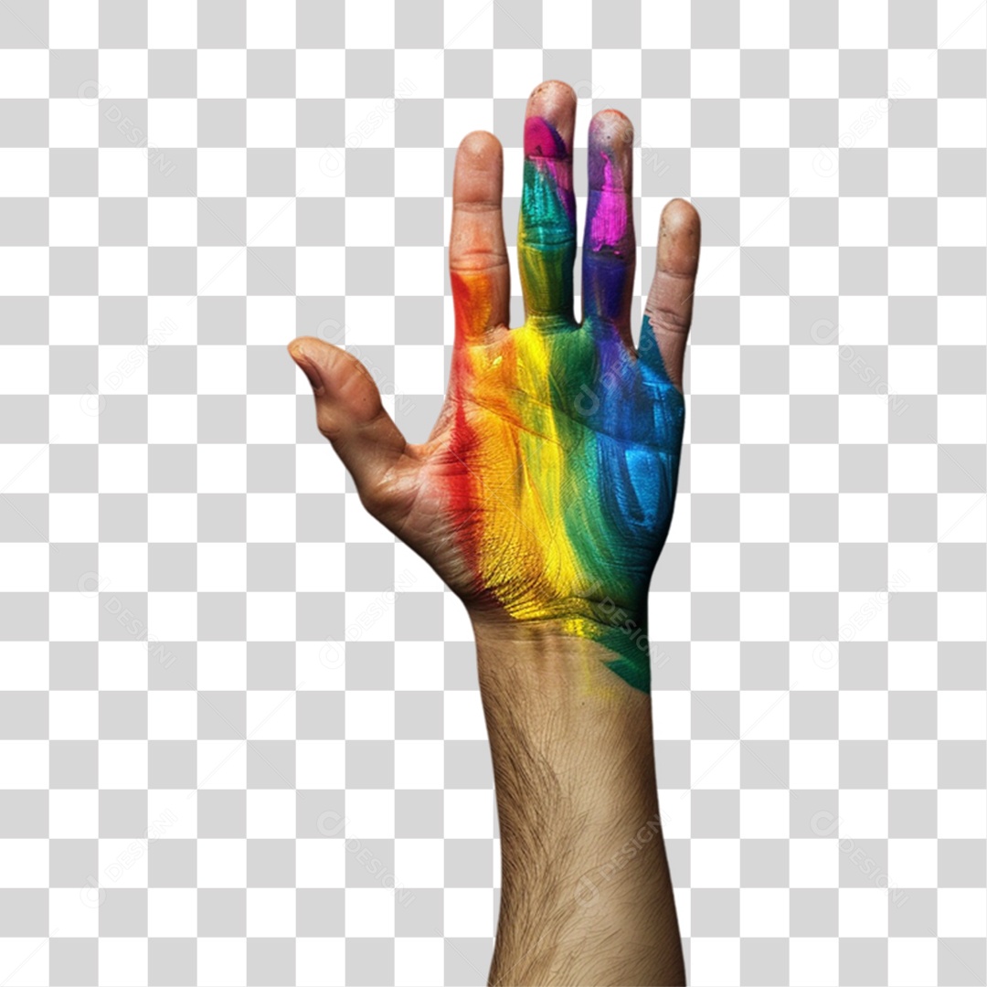 Elemento 3D Mão Cores LGBT PNG Transparente