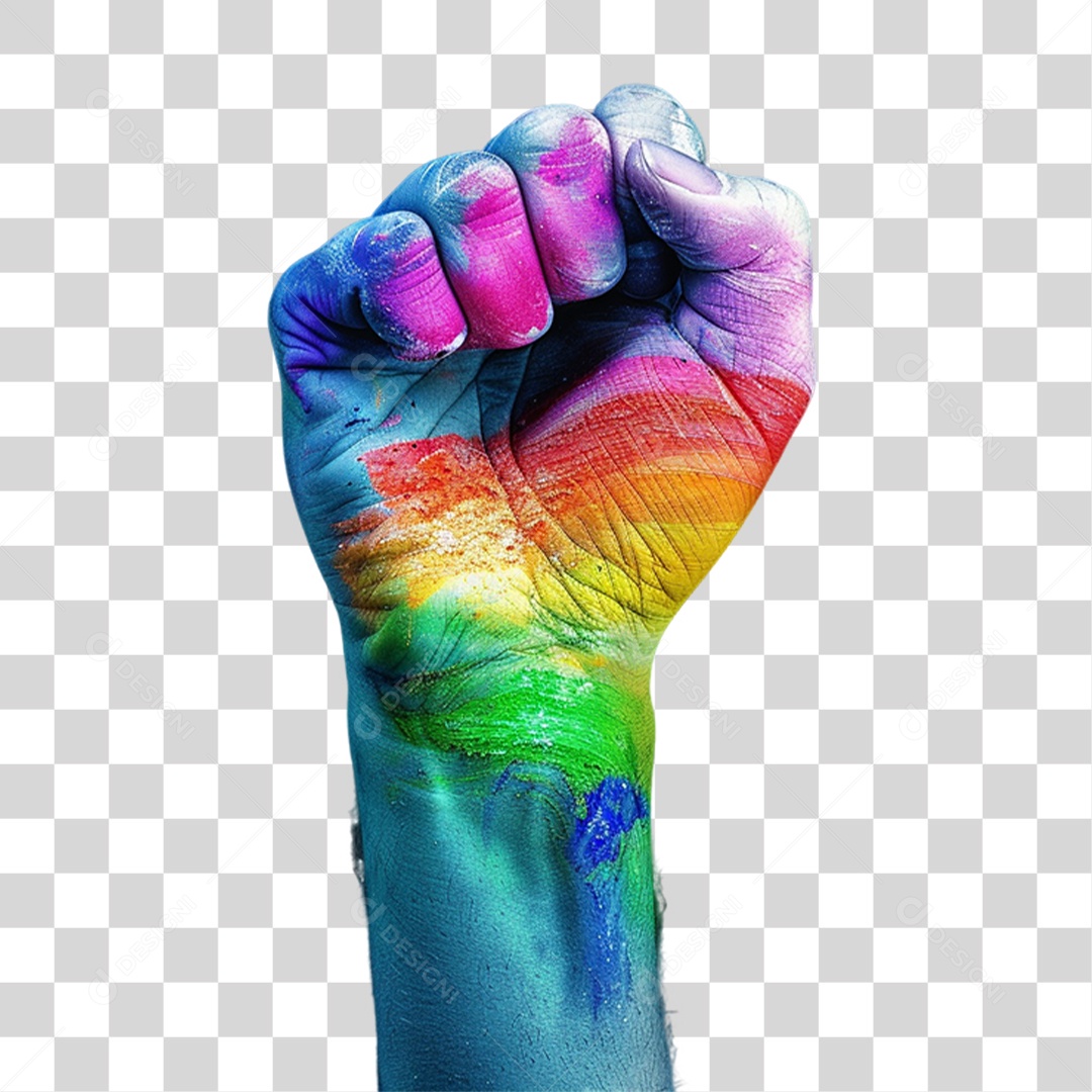 Elemento 3D Mão Cores LGBT PNG Transparente
