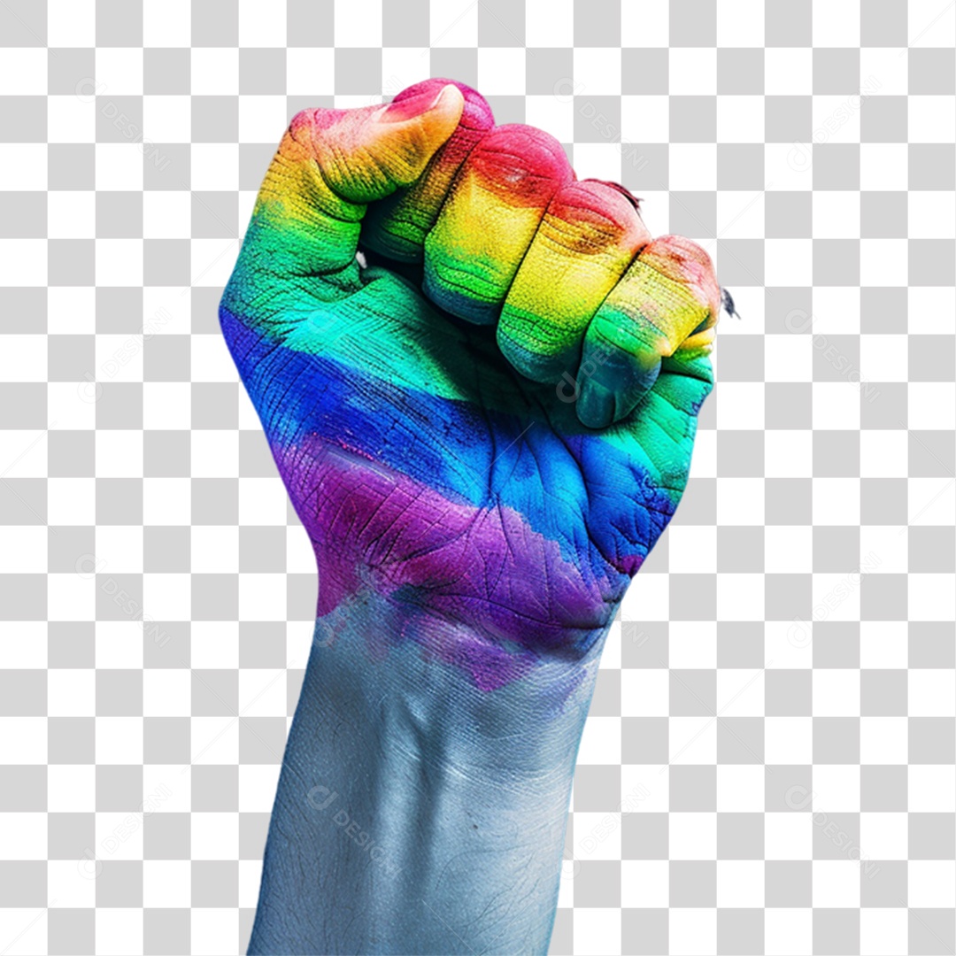 Elemento 3D Mão Cores LGBT PNG Transparente