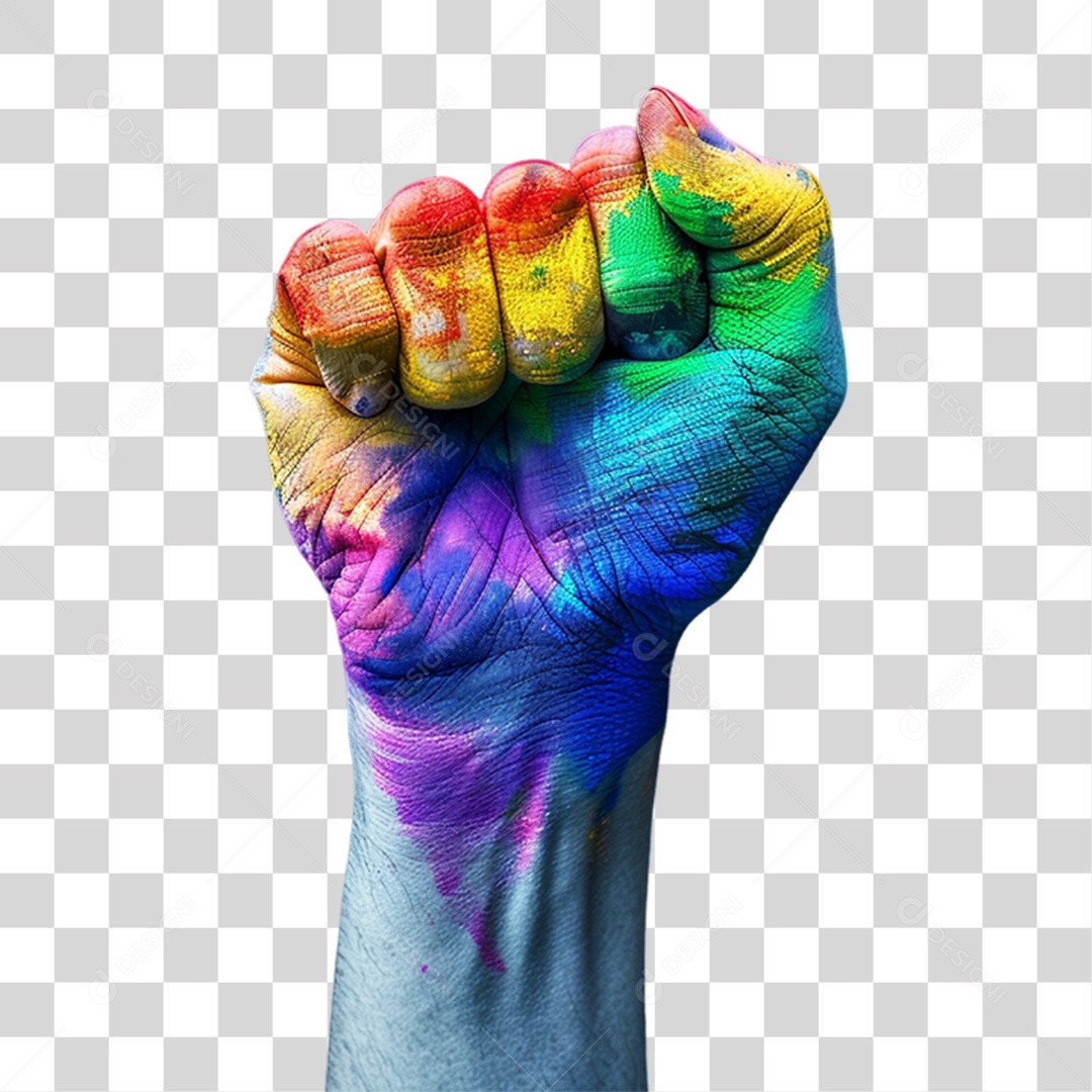 Elemento 3D Mão Cores LGBT PNG Transparente