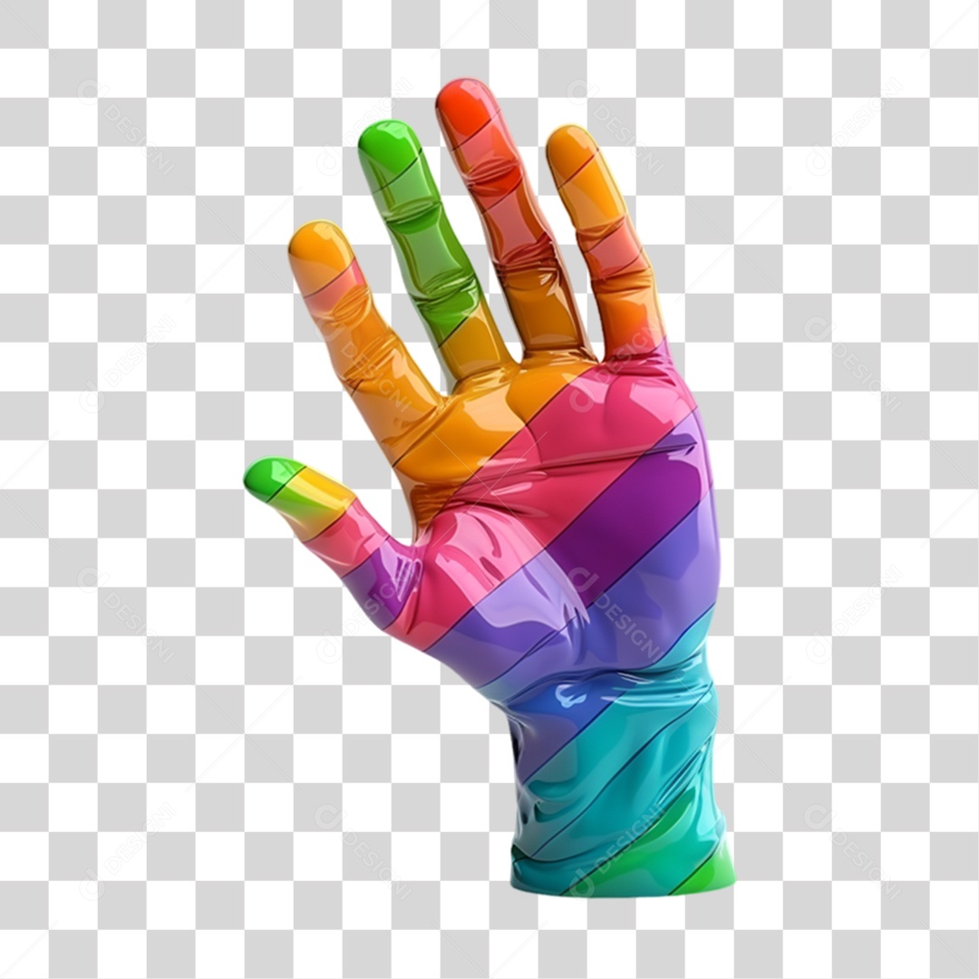 Elemento 3D Mão Cores LGBT PNG Transparente