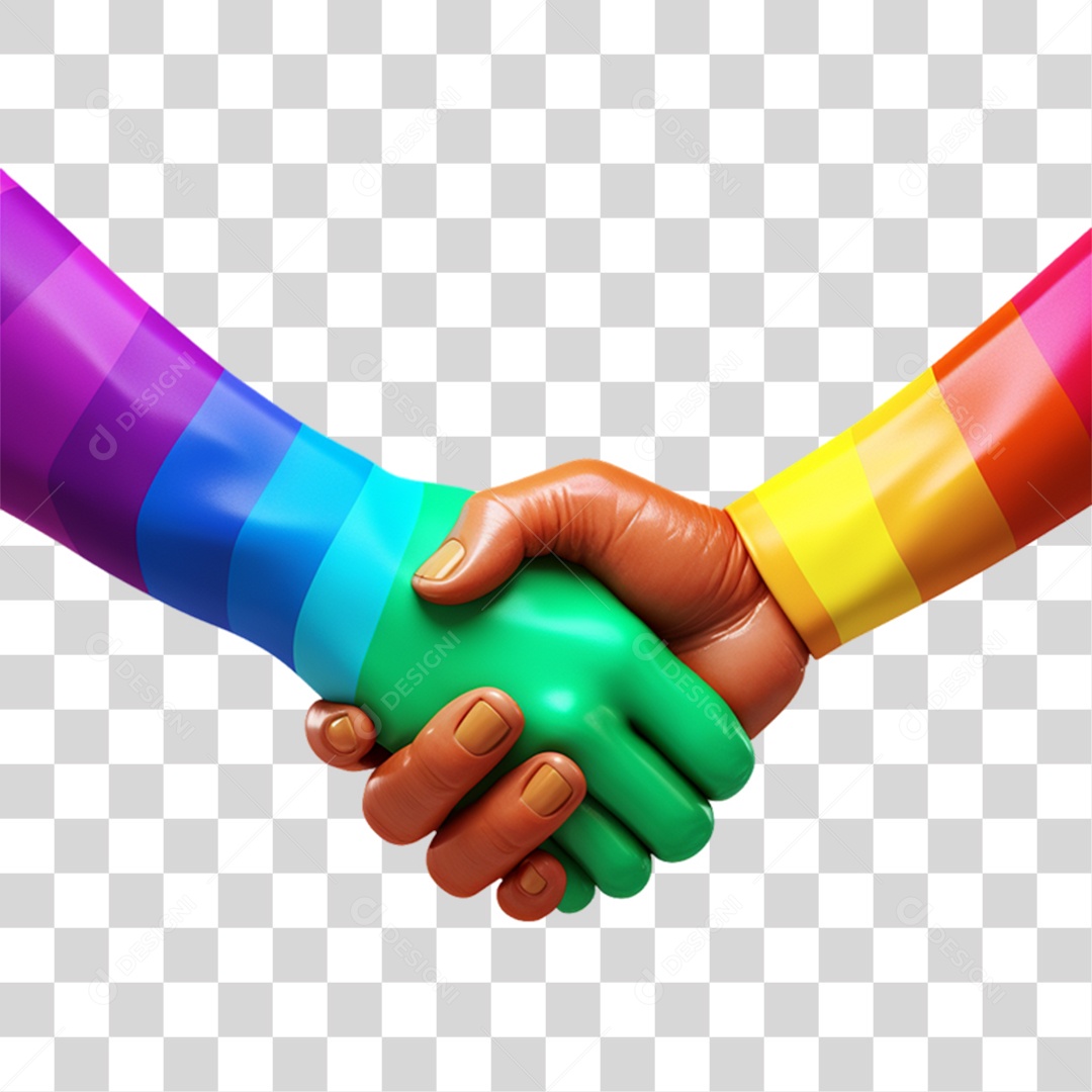 Elemento 3D Mão Cores LGBT PNG Transparente