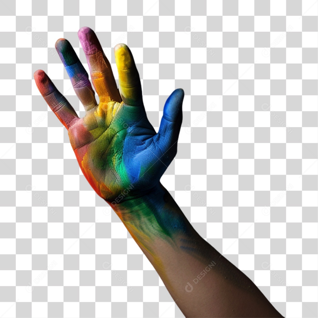 Elemento 3D Mão Cores LGBT PNG Transparente