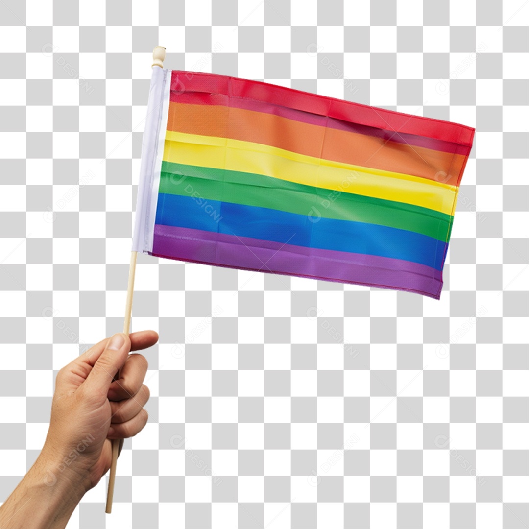 Elemento 3D Mão com Bandeira Colorida LGBT PNG Transparente