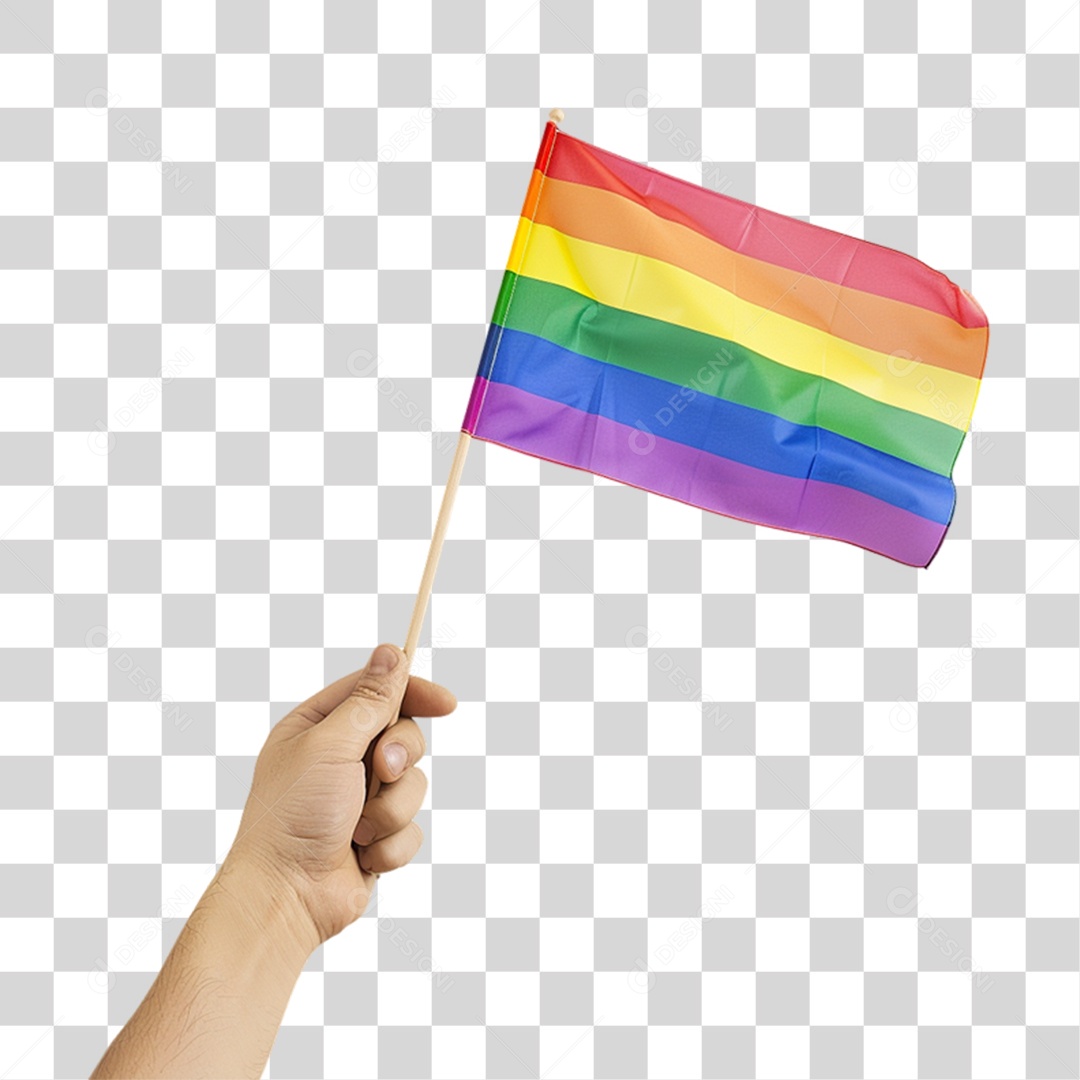 Elemento 3D Mão com Bandeira Colorida LGBT PNG Transparente