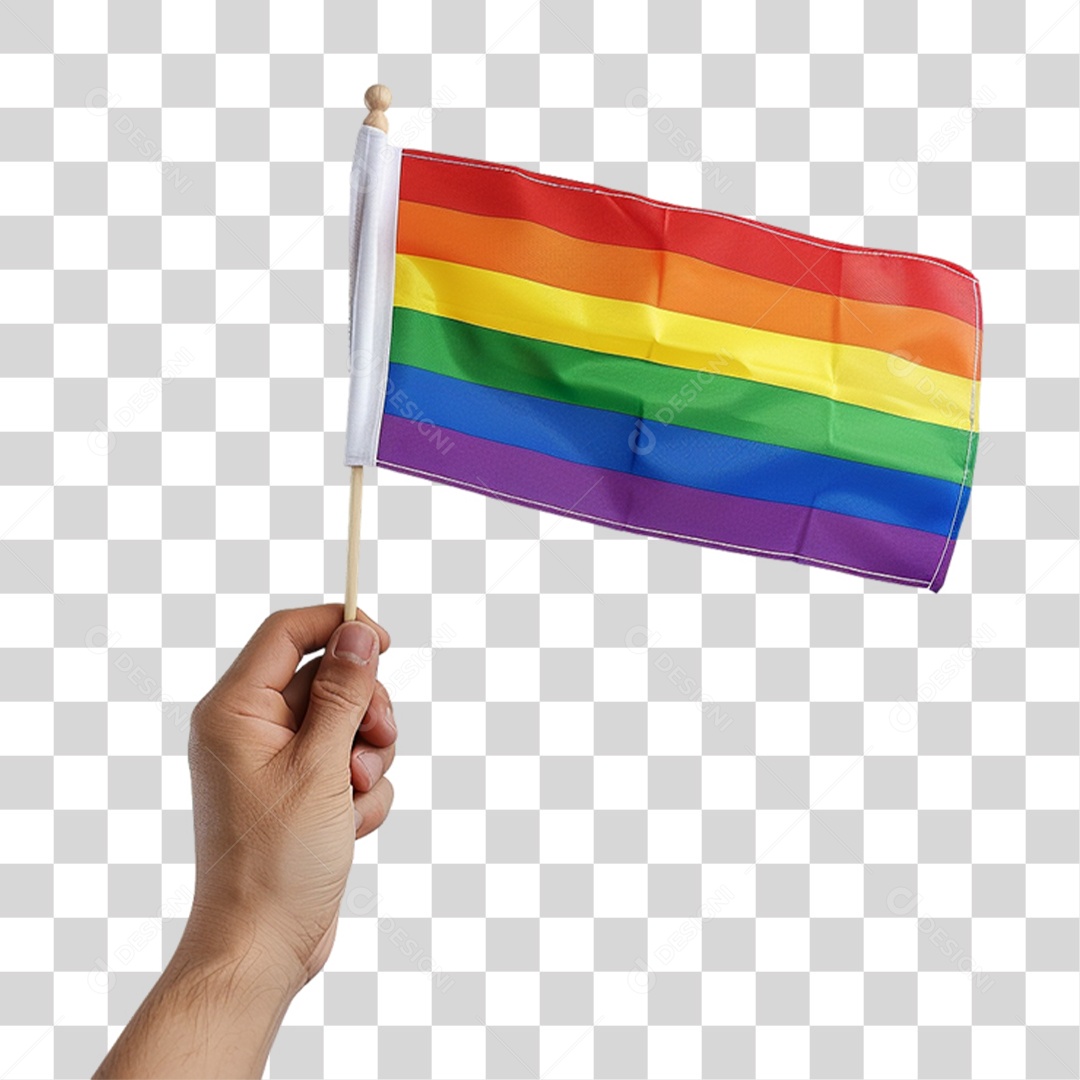 Elemento 3D Mão com Bandeira Colorida LGBT PNG Transparente
