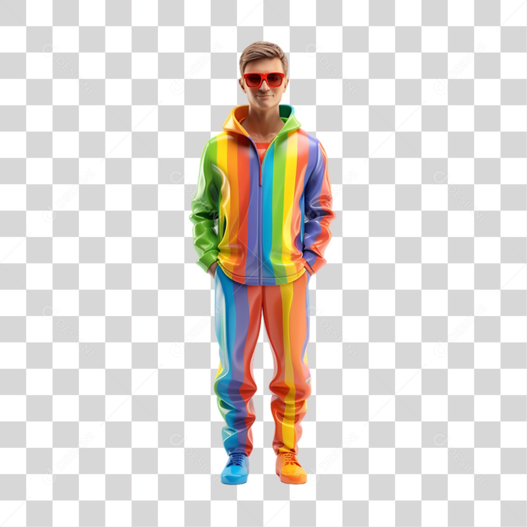 Pessoa com Roupa Colorida Cores LGBT PNG Transparente