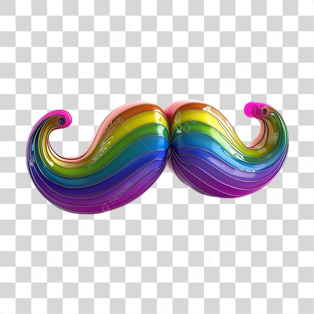 Bigode Colorido Cores LGBT PNG Transparente