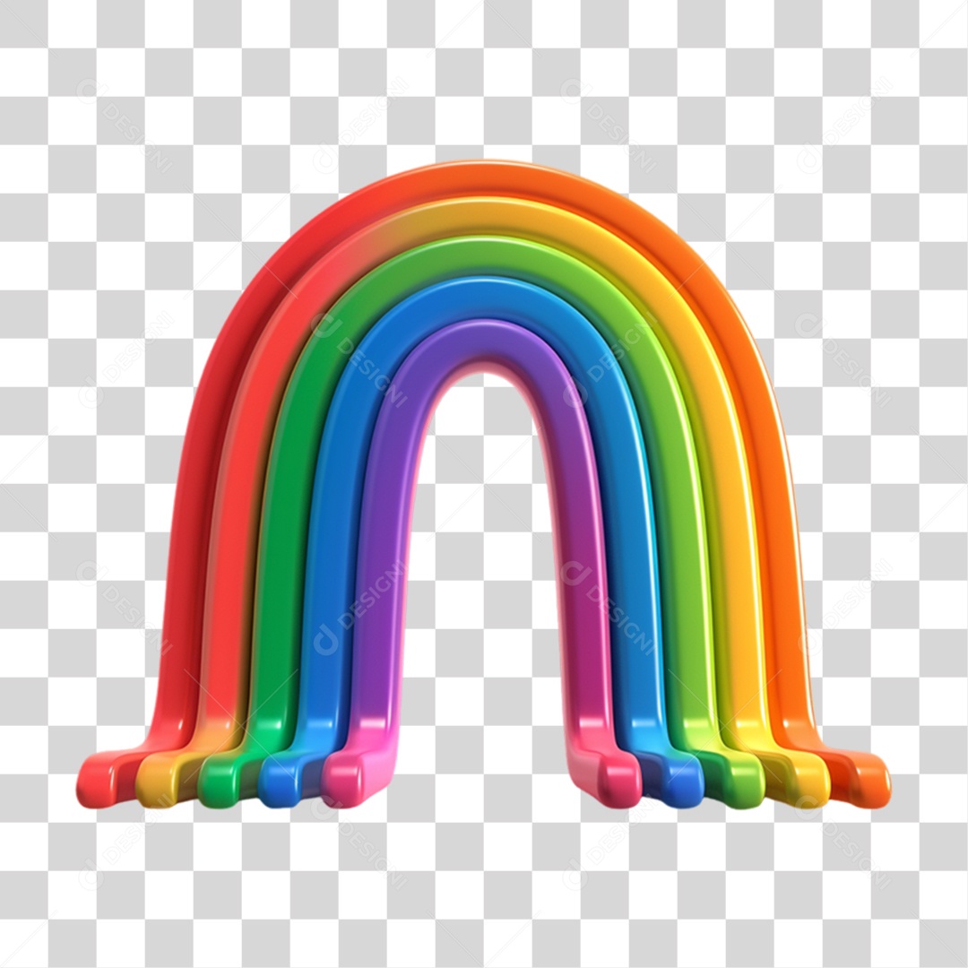Elemento 3D Arco Iris Colorido LGBT PNG Transparente