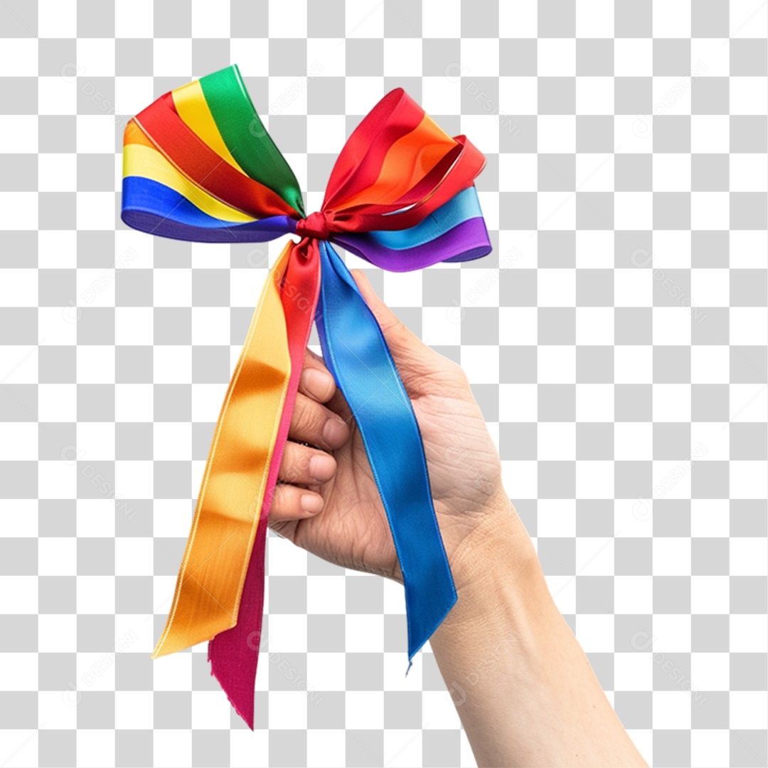 Elemento 3D Laço Colorido LGBT PNG Transparente