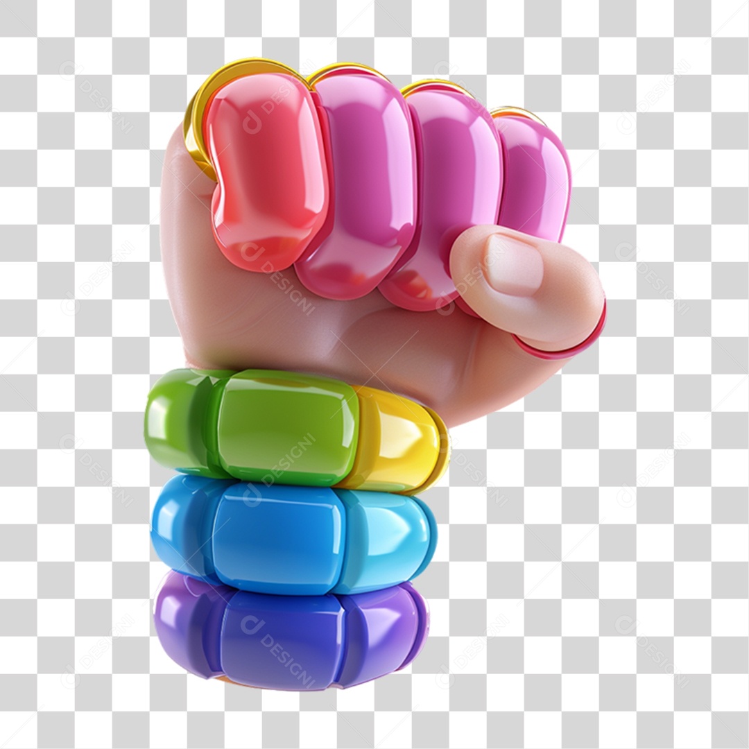 Elemento 3D Mão Colorida LGBT PNG Transparente
